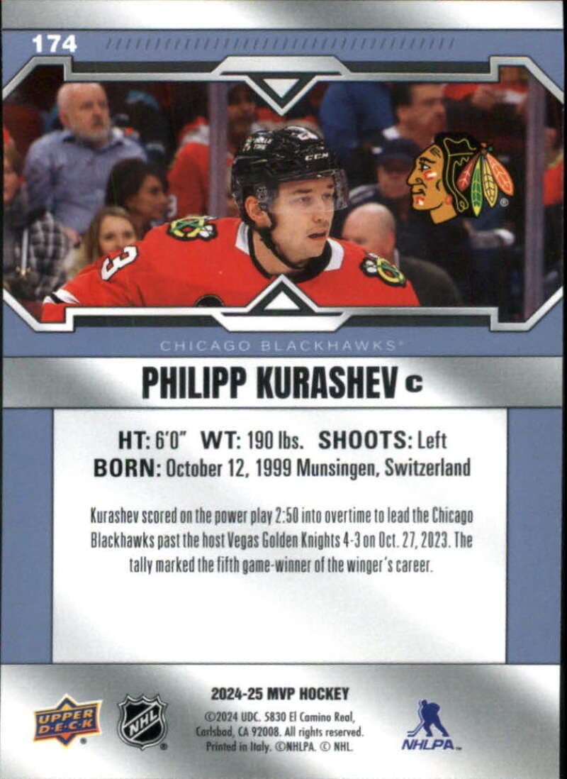 Amazon.com: 2024-25 Upper Deck MVP Hockey #174 Philipp Kurashev